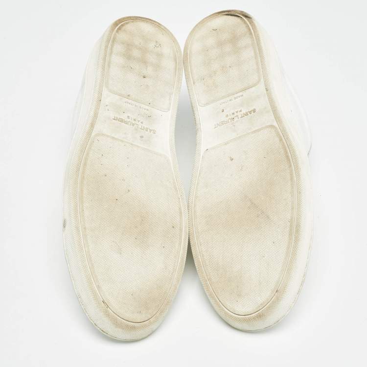 Pre Owned Saint Laurent White Leather Lace Up Sneakers 45