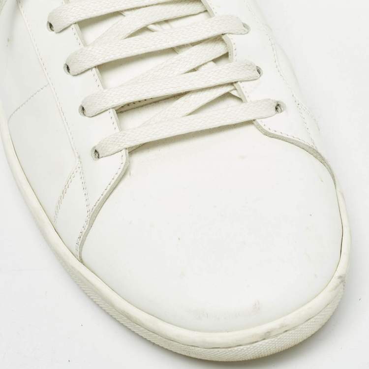 Pre Owned Saint Laurent White Leather Lace Up Sneakers 45