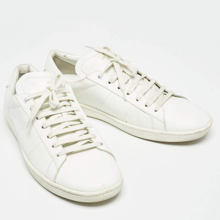 Pre Owned Saint Laurent White Leather Lace Up Sneakers 45