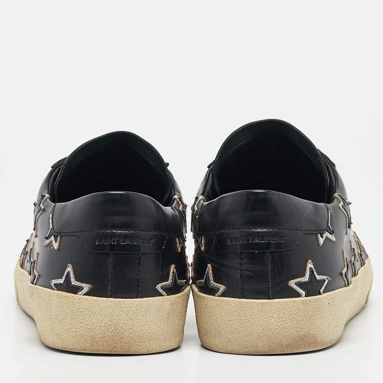 Pre Owned Saint Laurent Black Leather Court Classic Star Low Top Sneakers Size 44