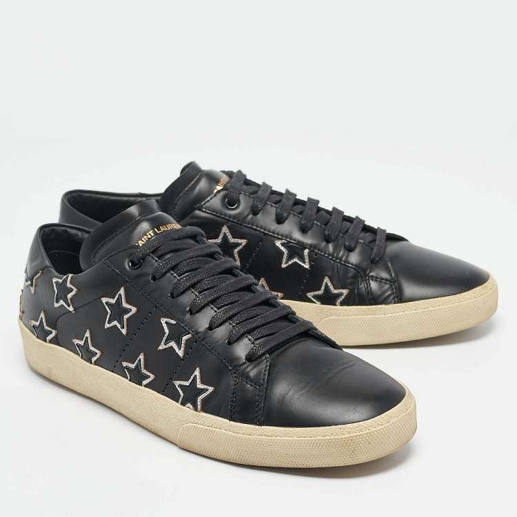 Pre Owned Saint Laurent Black Leather Court Classic Star Low Top Sneakers Size 44