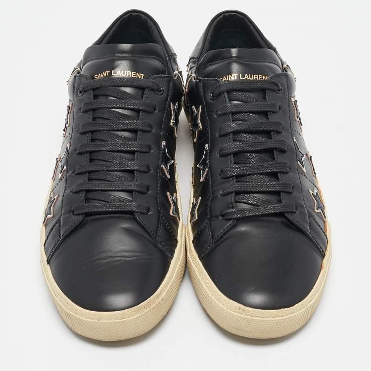 Pre Owned Saint Laurent Black Leather Court Classic Star Low Top Sneakers Size 44
