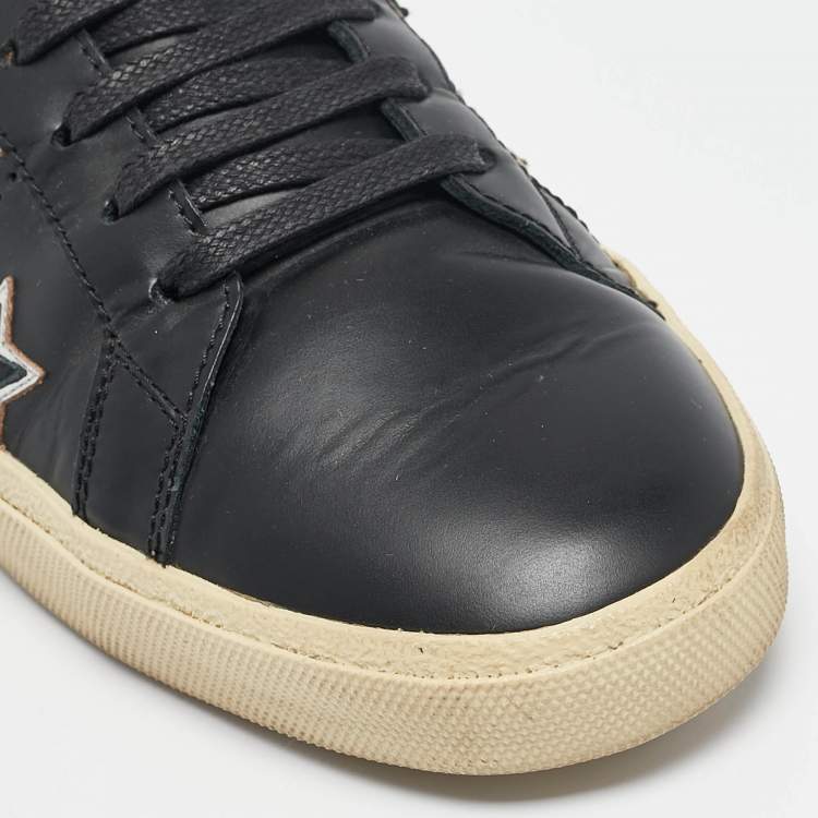 Pre Owned Saint Laurent Black Leather Court Classic Star Low Top Sneakers Size 44
