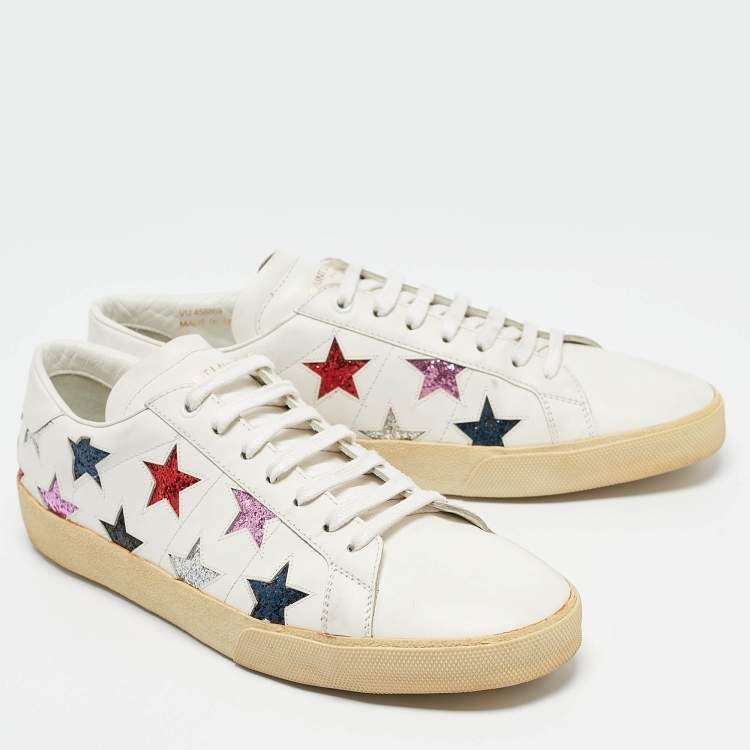 Pre Owned Saint Laurent White Leather Court Classic Lace Up Sneakers Size 44