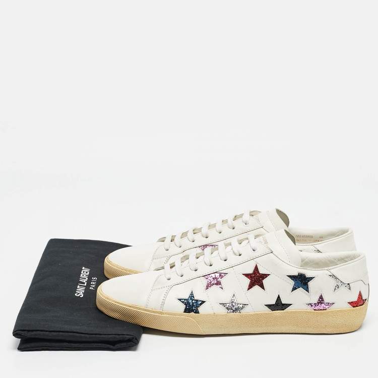 Pre Owned Saint Laurent White Leather Court Classic Lace Up Sneakers Size 44