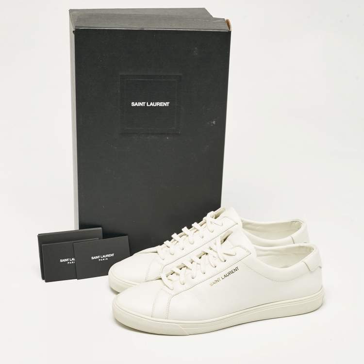 Pre Owned Saint Laurent White Leather Andy Sneakers Size 44