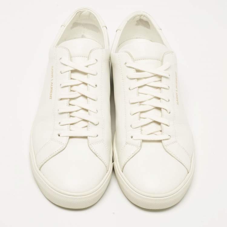 Pre Owned Saint Laurent White Leather Andy Sneakers Size 44