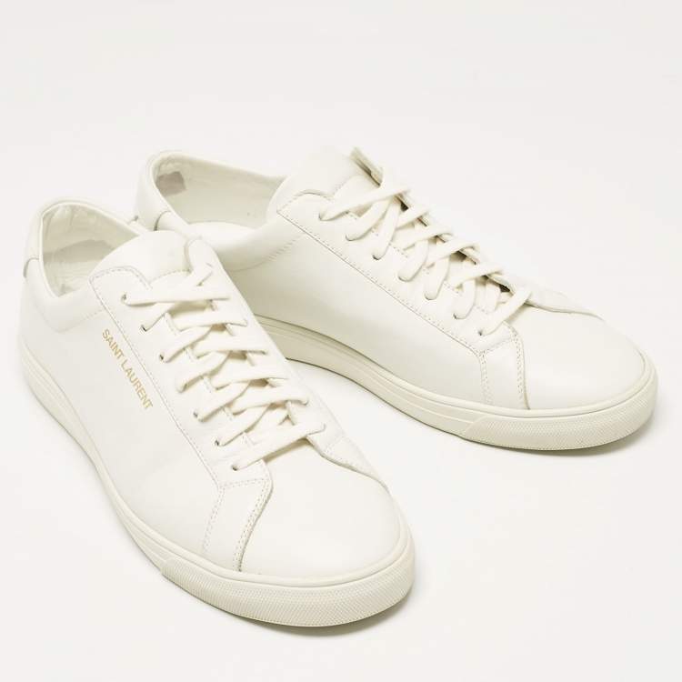 Pre Owned Saint Laurent White Leather Andy Sneakers Size 44