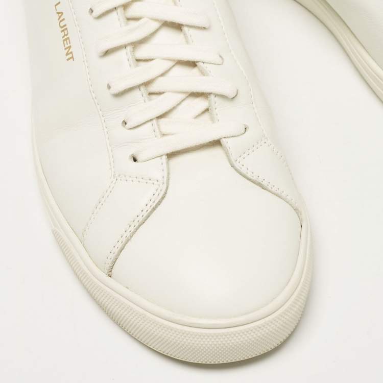 Pre Owned Saint Laurent White Leather Andy Sneakers Size 44
