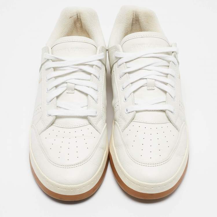 Pre Owned Saint Laurent White Leather Lace Up Sneakers Size 45