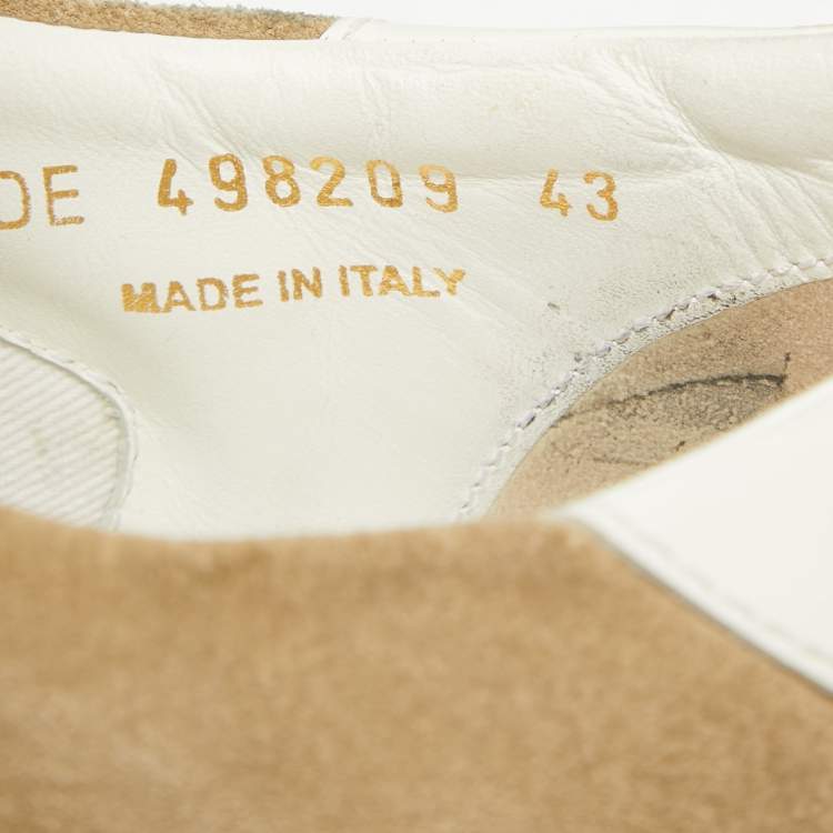 Pre Owned Saint Laurent Beige Leather and Suede Court Classic Lace Up Sneakers Size 43