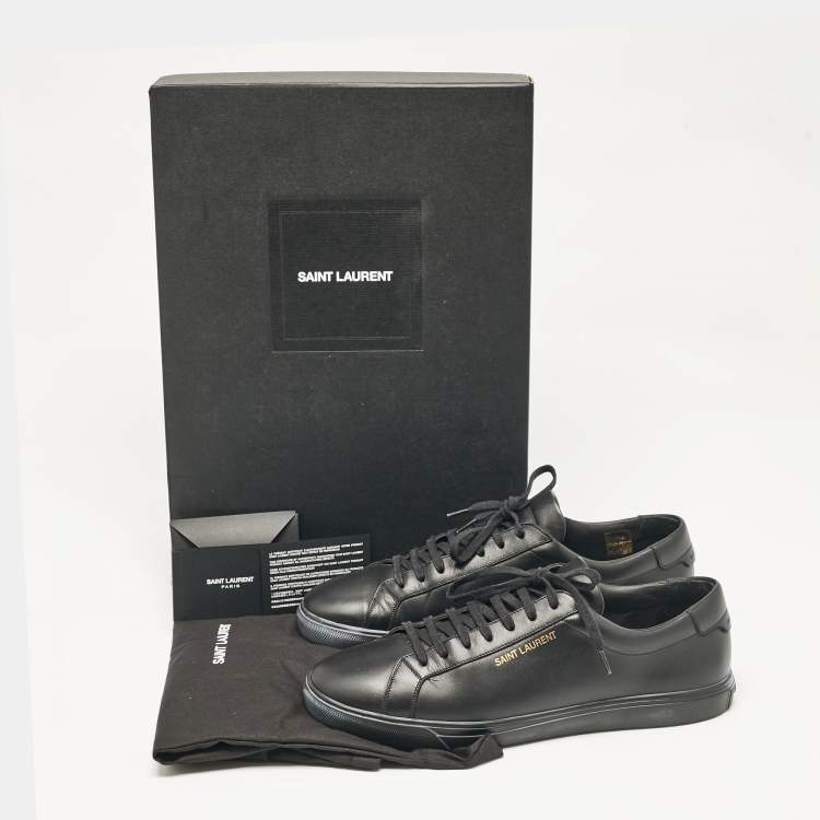 Pre Owned Saint Laurent Black Leather Andy Lace Up Sneakers Size 43.5