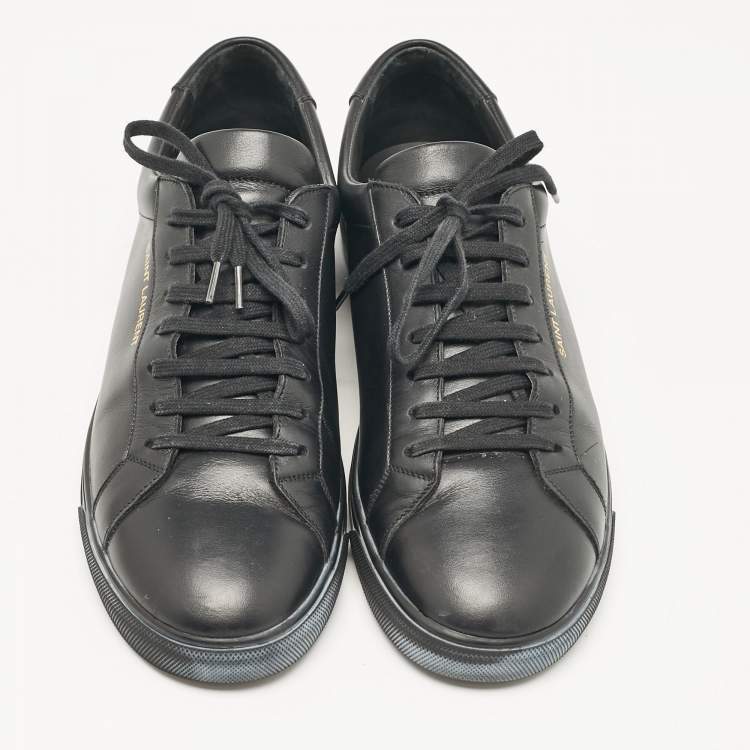 Pre Owned Saint Laurent Black Leather Andy Lace Up Sneakers Size 43.5