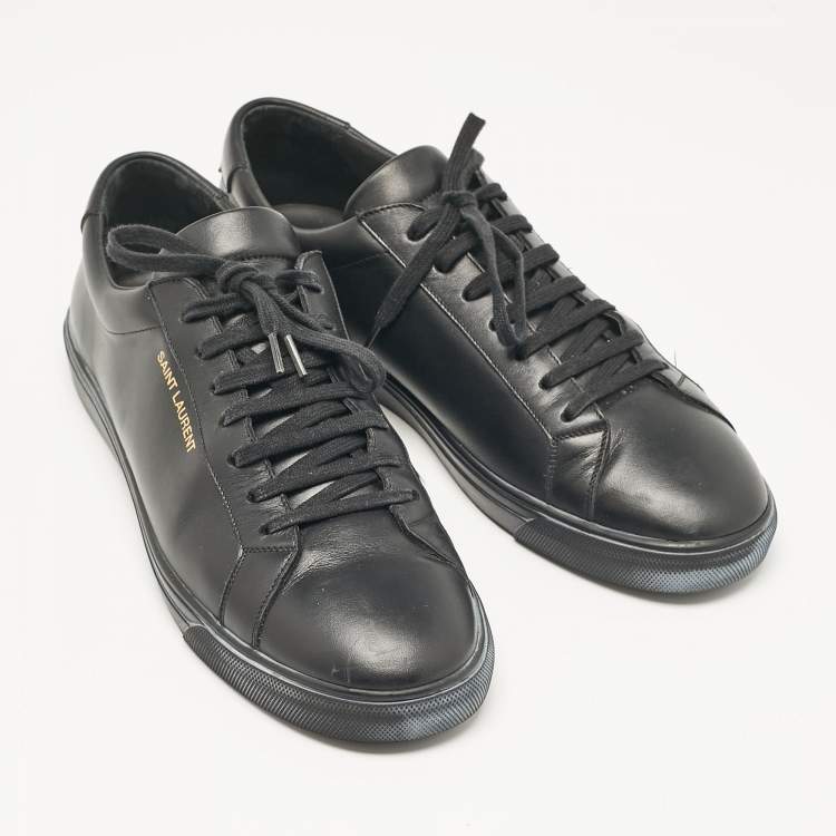 Pre Owned Saint Laurent Black Leather Andy Lace Up Sneakers Size 43.5