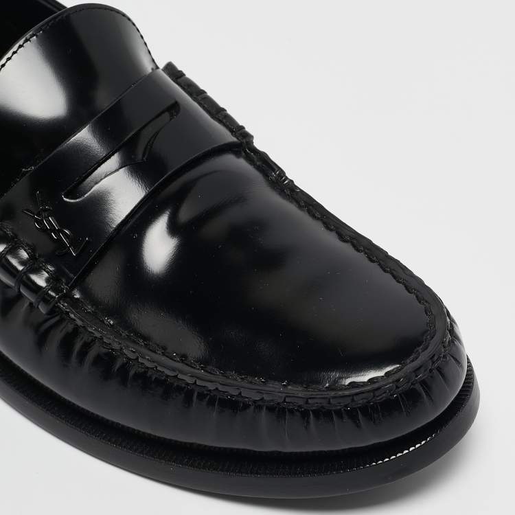 Pre Owned Saint Laurent Black Leather Le Penny Loafers Size 41