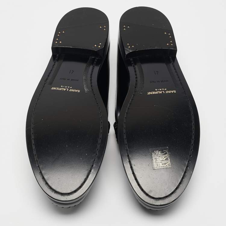 Pre Owned Saint Laurent Black Leather Le Penny Loafers Size 41