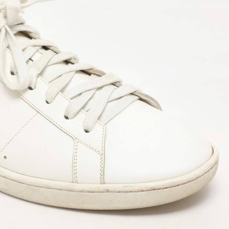 Pre Owned Saint Laurent White Leather Low Top Sneakers Size 46