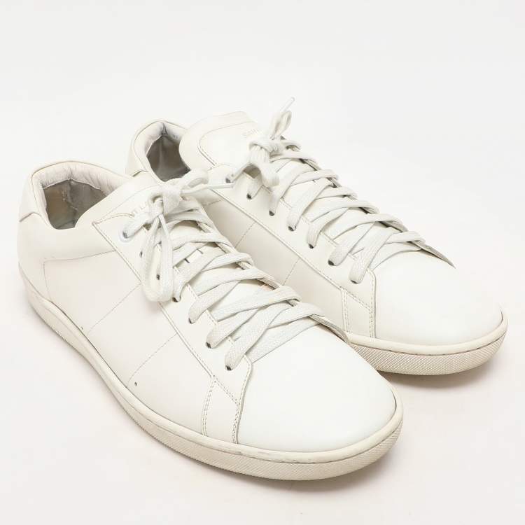 Pre Owned Saint Laurent White Leather Low Top Sneakers Size 46