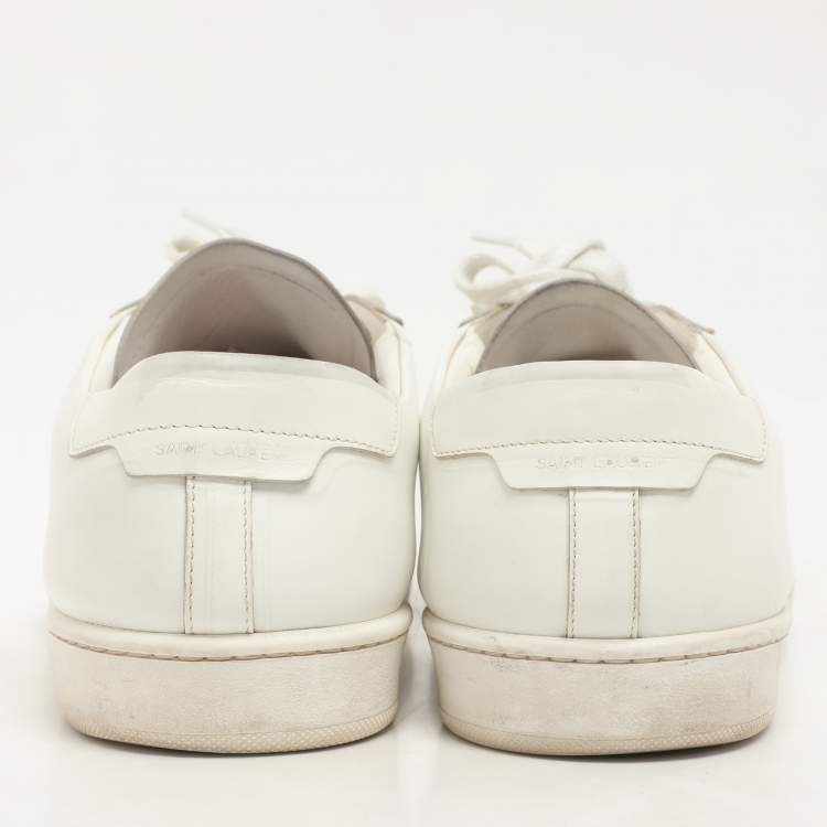 Pre Owned Saint Laurent White Leather Low Top Sneakers Size 46