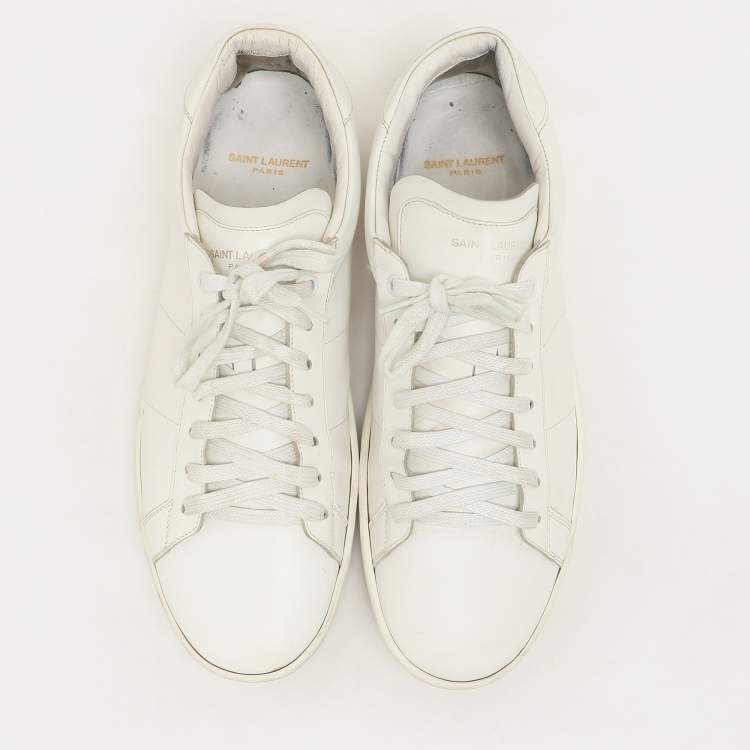 Pre Owned Saint Laurent White Leather Low Top Sneakers Size 46