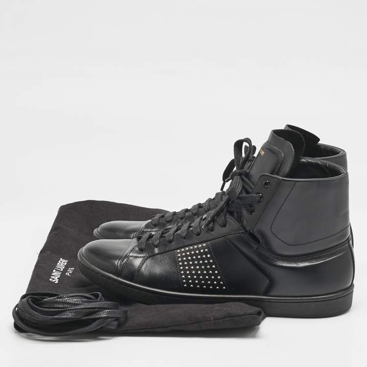 Pre Owned Saint Laurent Black Leather Court Classic SL/10H High Top Sneakers Size 41