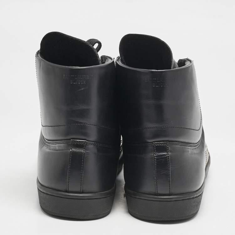 Pre Owned Saint Laurent Black Leather Court Classic SL/10H High Top Sneakers Size 41