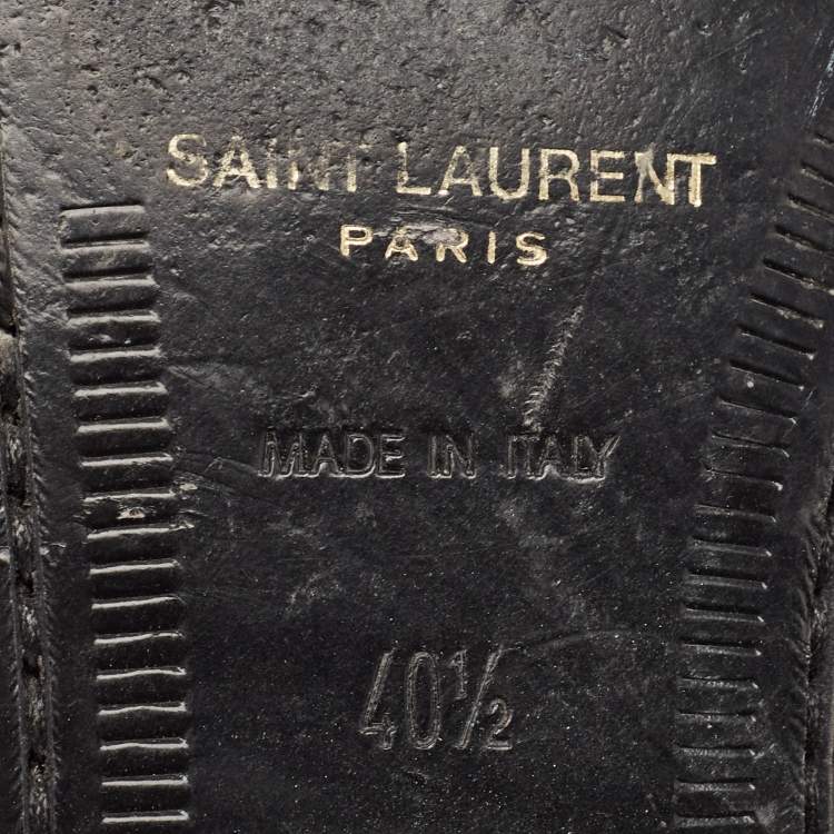 Pre Owned Saint Laurent Black Patent Leather Le Penny Loafers Size 40.5