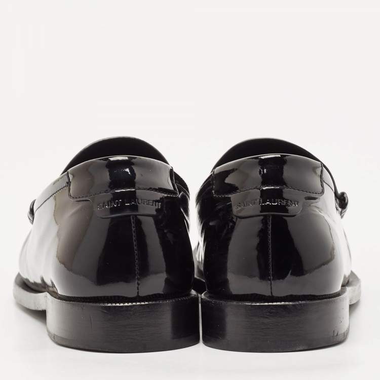 Pre Owned Saint Laurent Black Patent Leather Le Penny Loafers Size 40.5