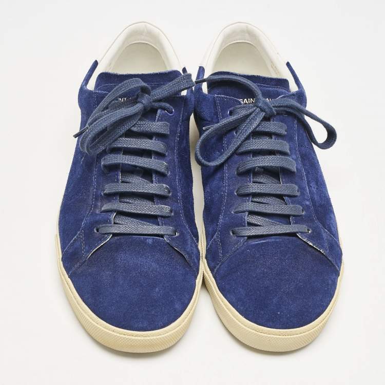 Pre Owned Saint Laurent Blue Suede Court Classic Sneakers Size 45