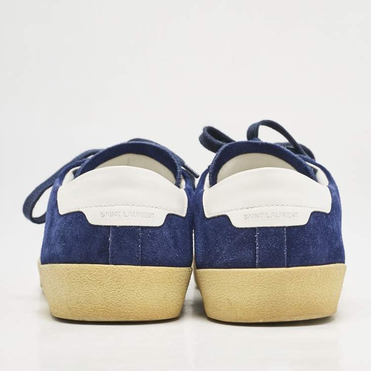 Pre Owned Saint Laurent Blue Suede Court Classic Sneakers Size 45