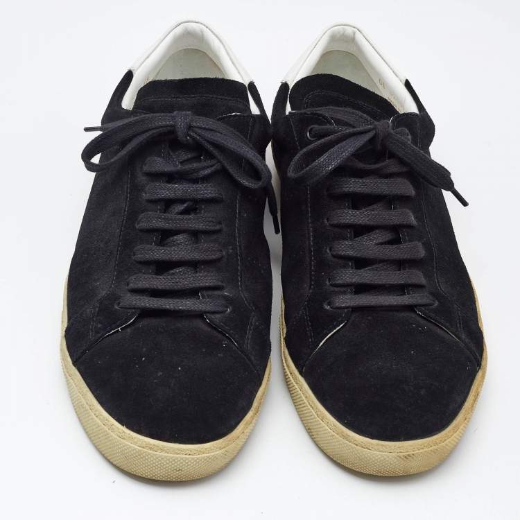 Pre Owned Saint Laurent Black Suede Soho Court Classic Low Top Sneakers Size 45