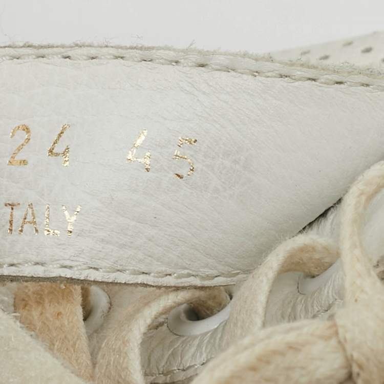 Pre Owned Saint Laurent White Perforated Leather Low Top Sneakers Size 45