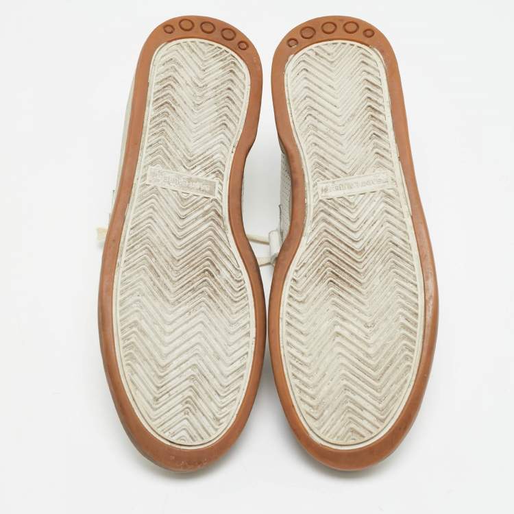 Pre Owned Saint Laurent White Perforated Leather Low Top Sneakers Size 45