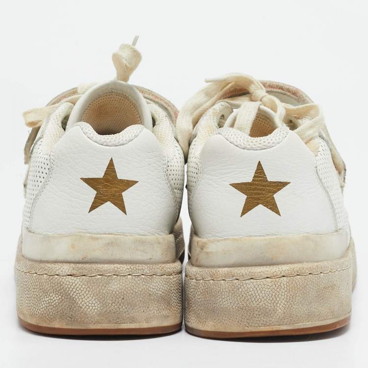 Pre Owned Saint Laurent White Perforated Leather Low Top Sneakers Size 45