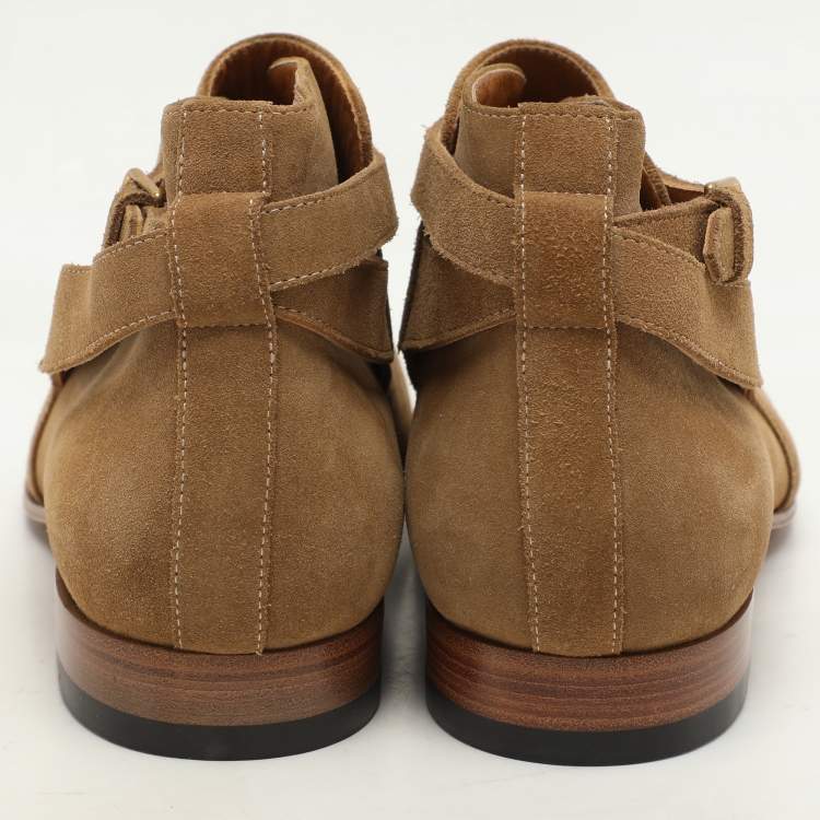 Pre Owned Saint Laurent Paris Khaki Suede Jodhpur Ankle Length Boots Size 41