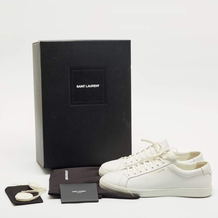 Pre Owned Saint Laurent White Leather Andy Sneakers Size 45.5
