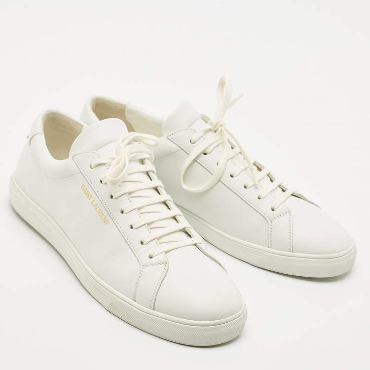 Pre Owned Saint Laurent White Leather Andy Sneakers Size 45.5