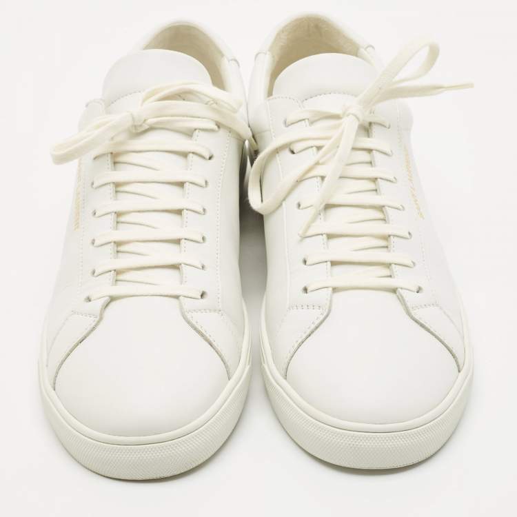 Pre Owned Saint Laurent White Leather Andy Sneakers Size 45.5