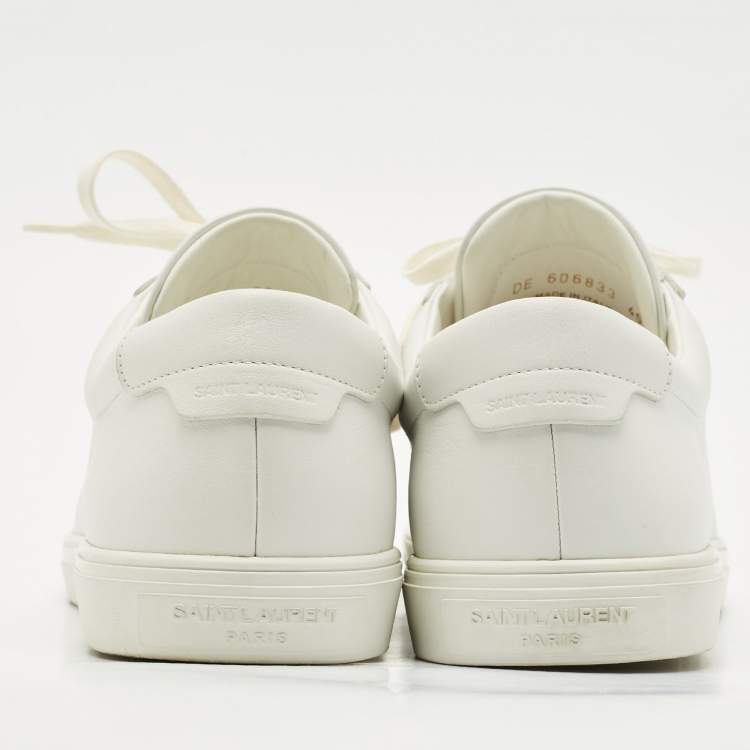 Pre Owned Saint Laurent White Leather Andy Sneakers Size 45.5