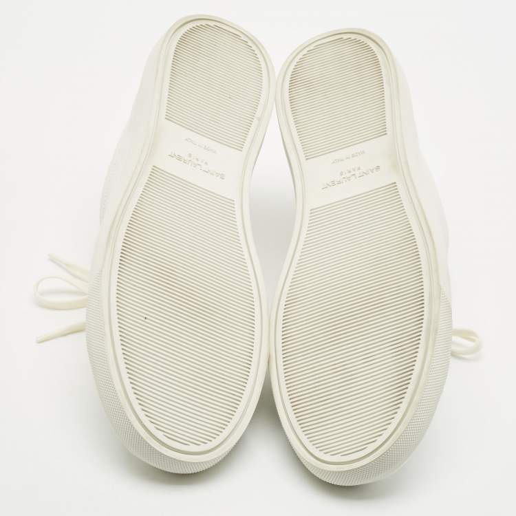 Pre Owned Saint Laurent White Leather Andy Sneakers Size 45.5