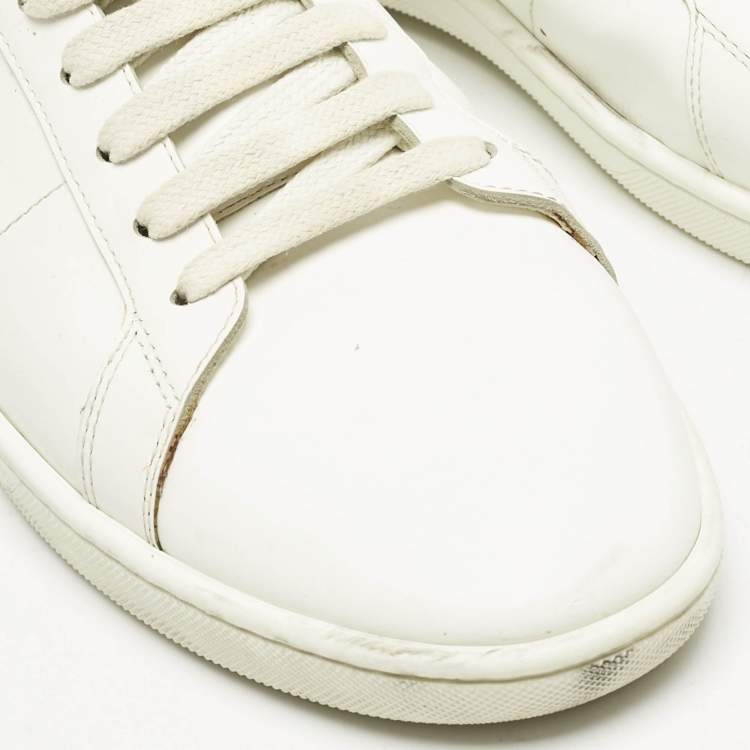Pre Owned Saint Laurent White Leather Lace Up Sneakers Size 42