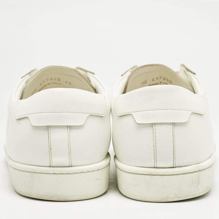 Pre Owned Saint Laurent White Leather Lace Up Sneakers Size 42