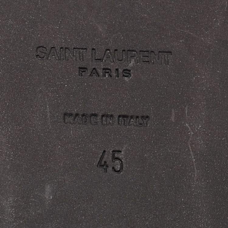 Pre Owned Saint Laurent Brown Leather Cassandre Thong Sandals Size 45