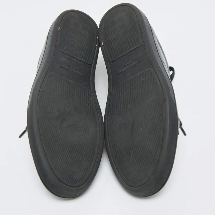 Pre Owned Saint Laurent  Black Leather Court Classic Lips Low Top Sneakers Size 40