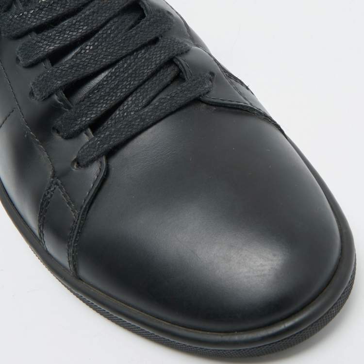 Pre Owned Saint Laurent  Black Leather Court Classic Lips Low Top Sneakers Size 40