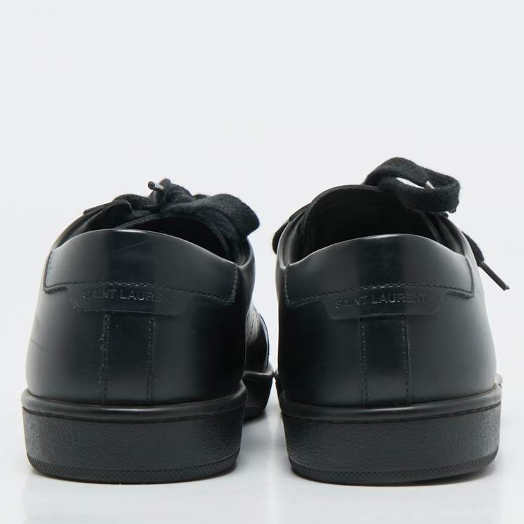 Pre Owned Saint Laurent  Black Leather Court Classic Lips Low Top Sneakers Size 40