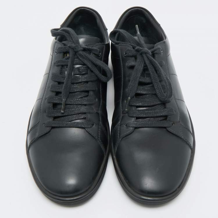 Pre Owned Saint Laurent  Black Leather Court Classic Lips Low Top Sneakers Size 40
