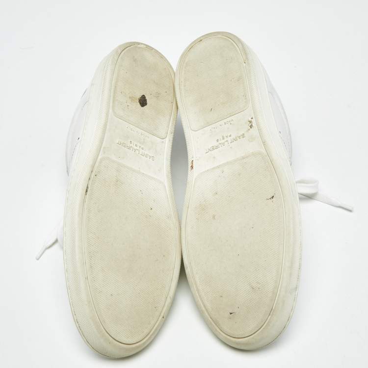 Pre Owned Saint Laurent White Leather Lace Up Sneakers Size 40