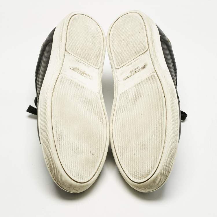 Pre Owned Saint Laurent Black/White Leather Court Classic Lace Up Sneakers Size 43