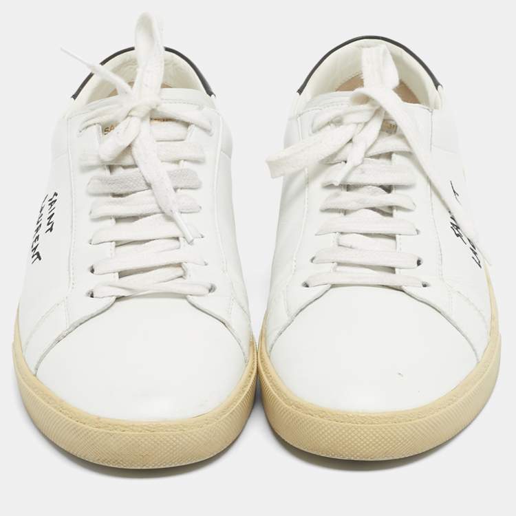 Pre Owned Saint Laurent Paris White Leather Court Classic Low Top Sneakers Size 44.5